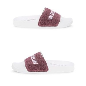 New! Valentino Glitter Logo Pool Slides $299 Size 7